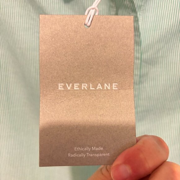 Everlane Silky Cotton Button Down Long Sleeve Shirt Mint Green White Str… - Picture 4 of 9